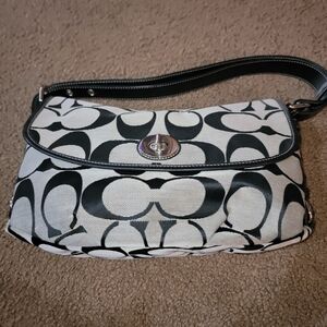 Coach Black and White Signature Shoulder Bag